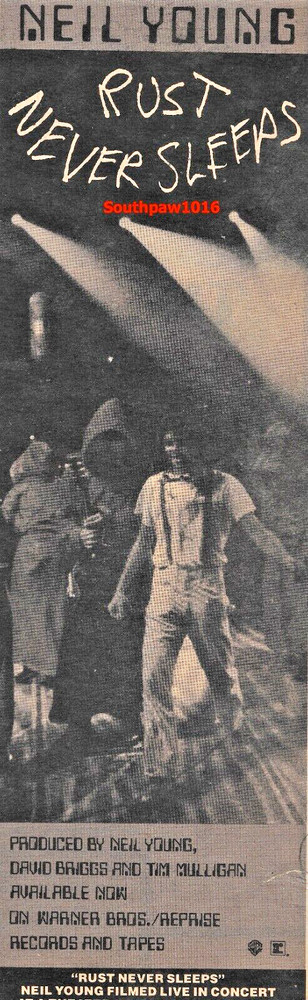 1979 Original Neil Young "Rust Never Sleeps" Album Release Vintage Print Ad