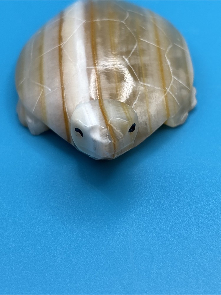 Genuine Hand Carved Onyx Snapping Turtle Tortoise (2) Paperweights.