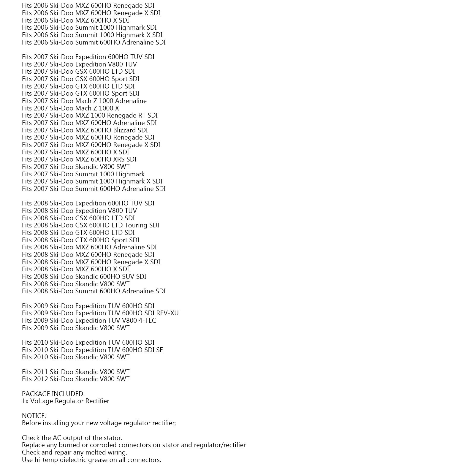 Voltage Regulator Fit for Ski-Doo GTX GSX 600 HO SDI 515176243 515175717 H10