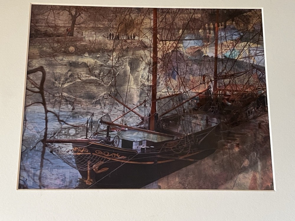 14 X 11 Mixed Media Artwork In White Border Theme: Ship