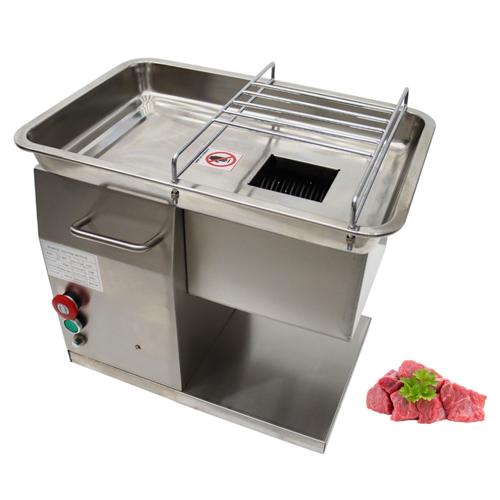 110V Commercial Meat Cutter 6mm Blade Beef Pork Cutting Machine 200Kg/h 650W