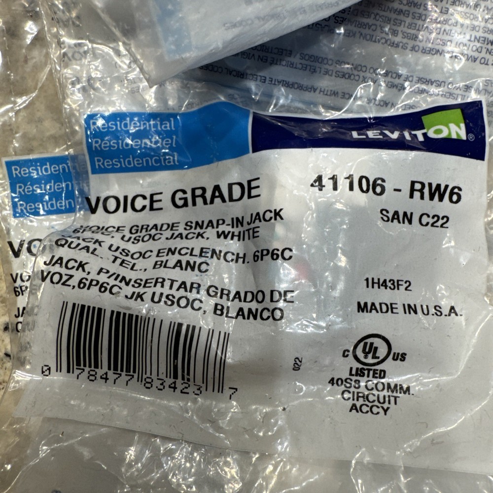 Leviton QuickPort Connect6-Conductors white 41106-RW6