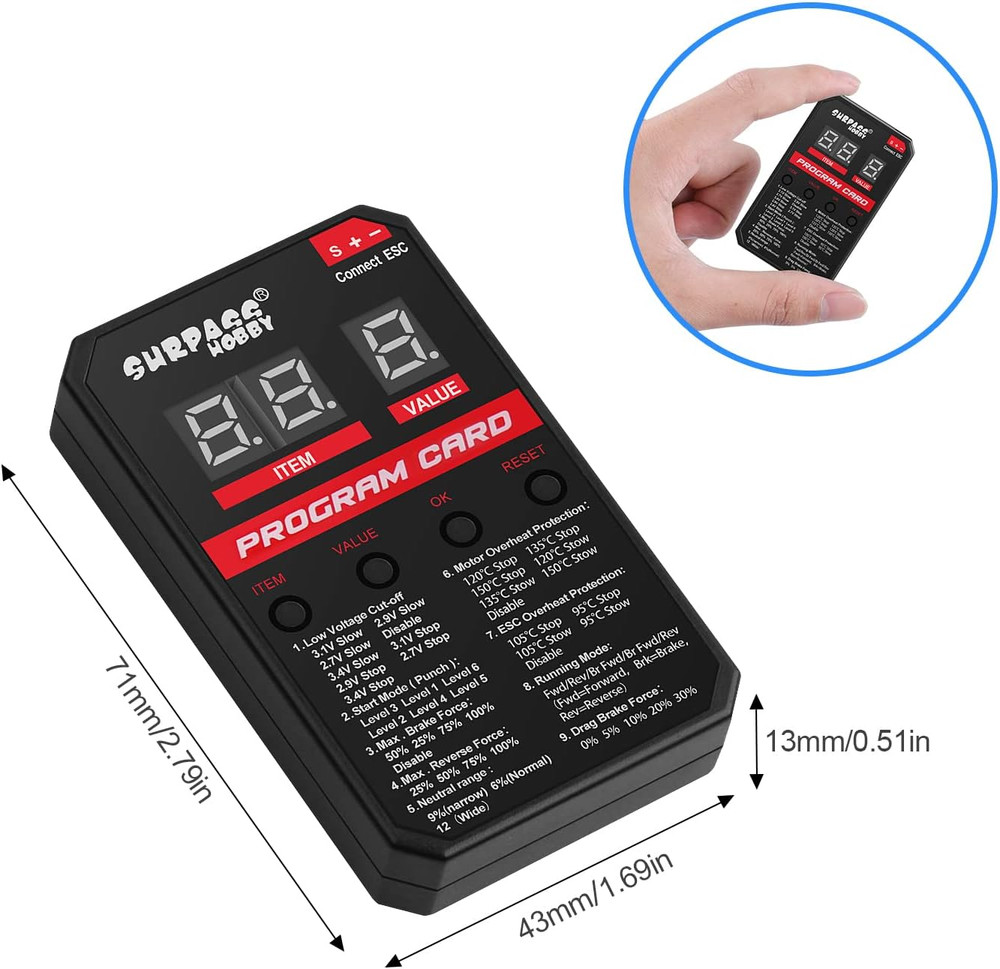 Surpass Hobby ESC Programming Card RC Car Electronic Speed Controller LED Progra