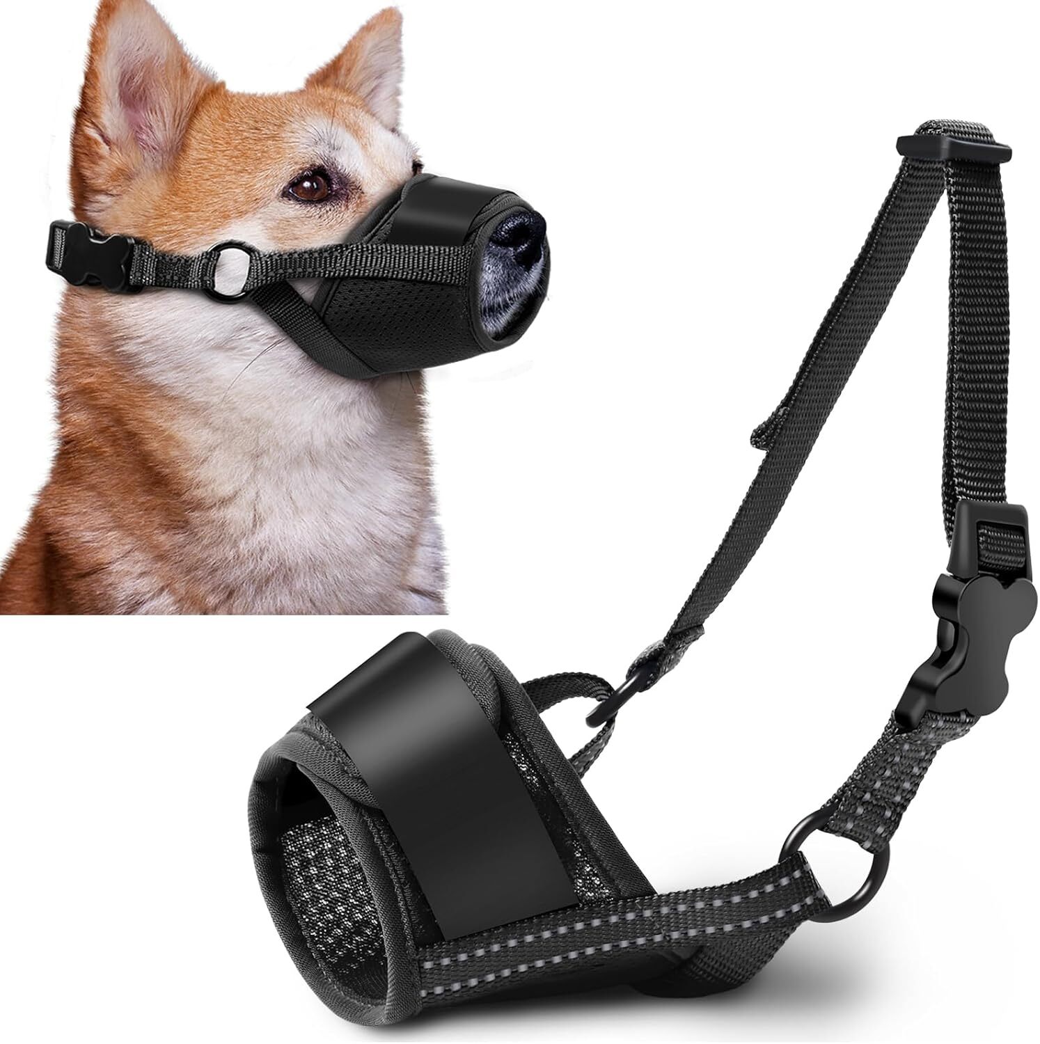 Dog Muzzle Soft No Barking Adjustable Mesh Muzzles Dogs Anti Chewing Breathable
