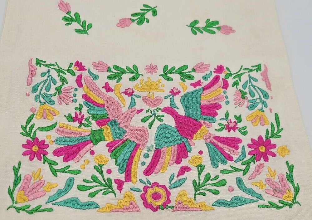 Multi-Color Embroidered Bird Table Runner