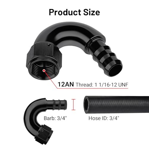 Push Lock Fitting One Piece Full Flow Hose End 12AN 150 Degree