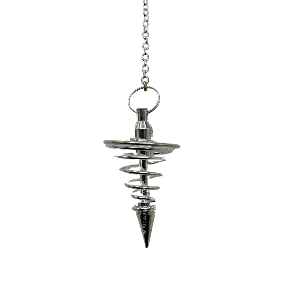 Silver Spiral Coil Steel Copper Pendulum for Divination