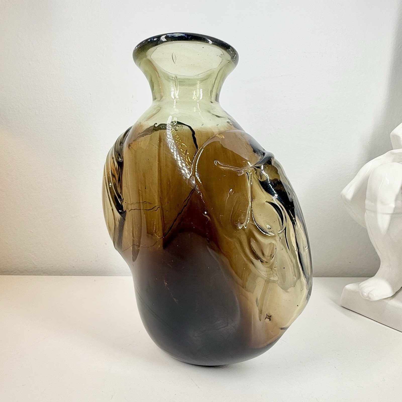 KENT IPSEN Glass VASE Brutalist MCM 1969 Abstract Sculpture Eames Era