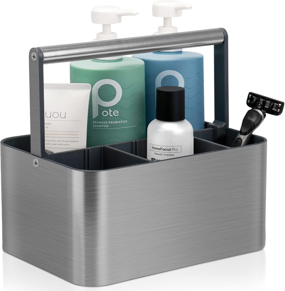 Bathroom Storage Caddy, Adjustable Shower Organizer For Dorm, Grey