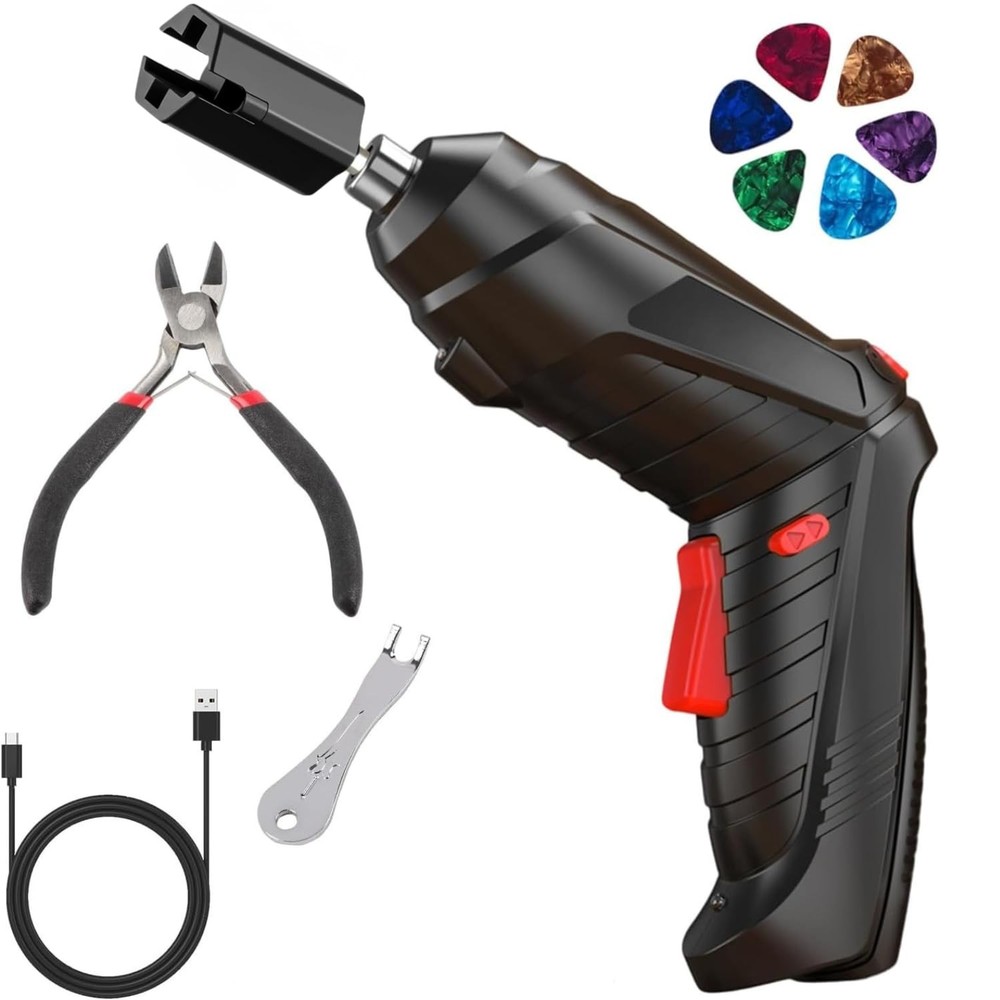 250RPM Guitar String Winder Tool with LED Light, String Cutter, Bridge Pin Pu