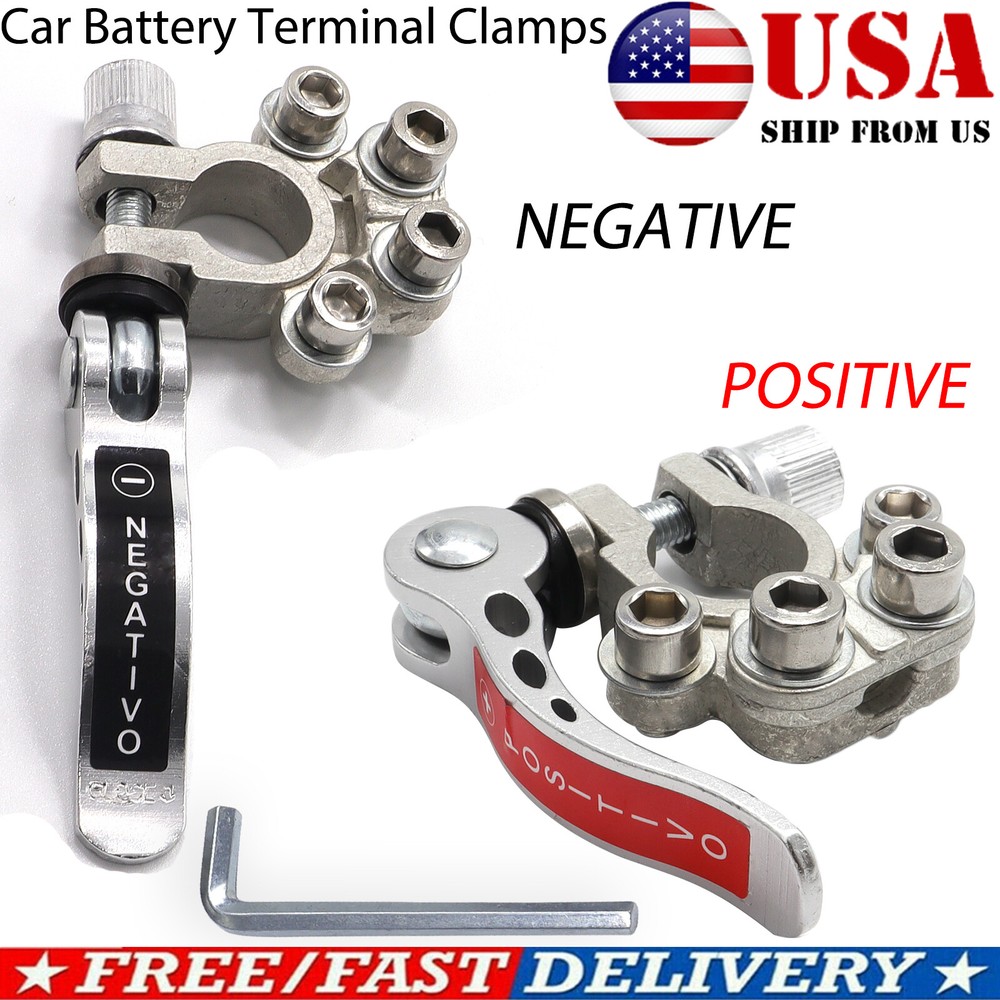 2 x Car Battery Terminal Wire Cable Clamp Quick Release Disconnect Brass Tinned