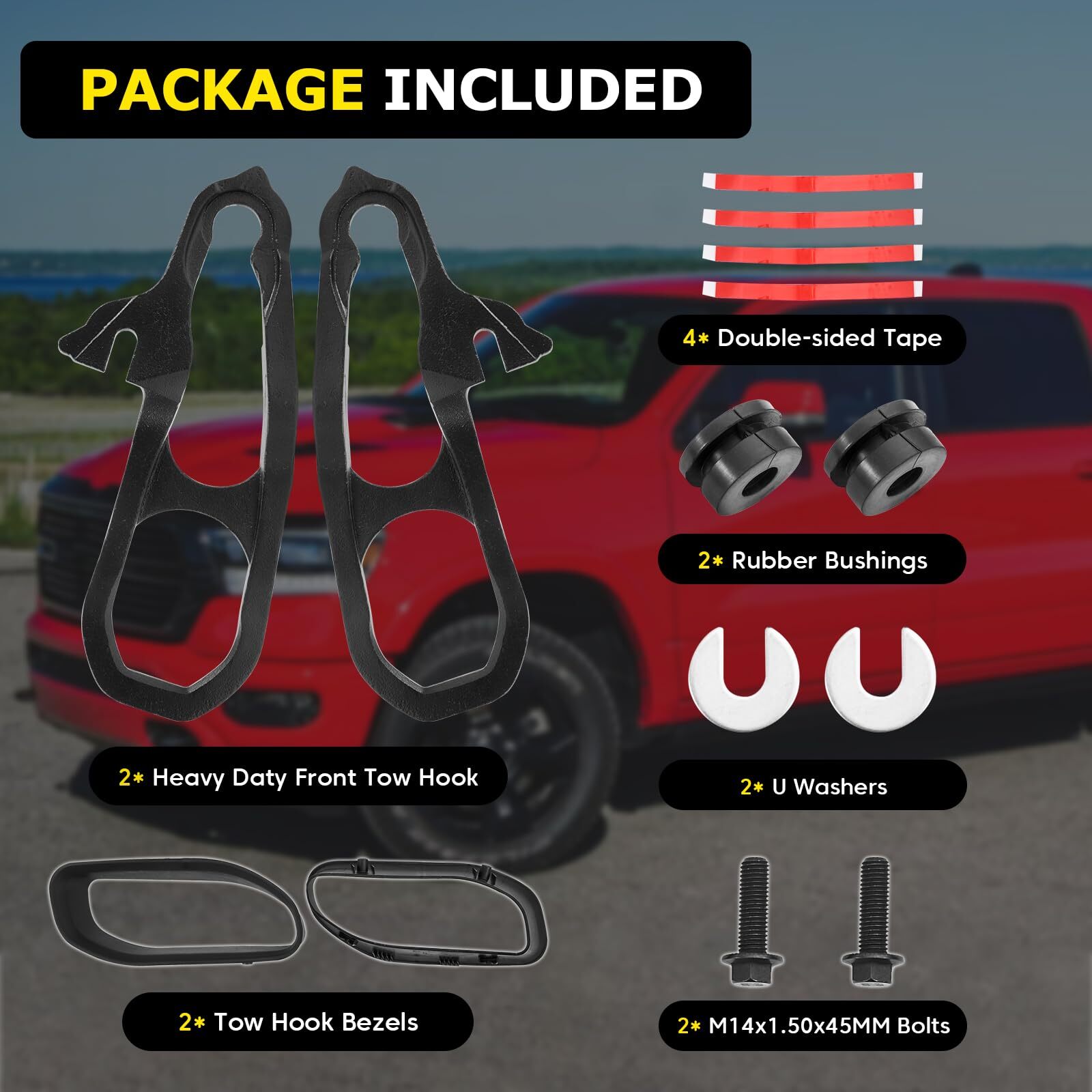 Heavy Duty Front Tow Hooks LH & Right For 2019-2022 Dodge Ram 1500 82215268AB