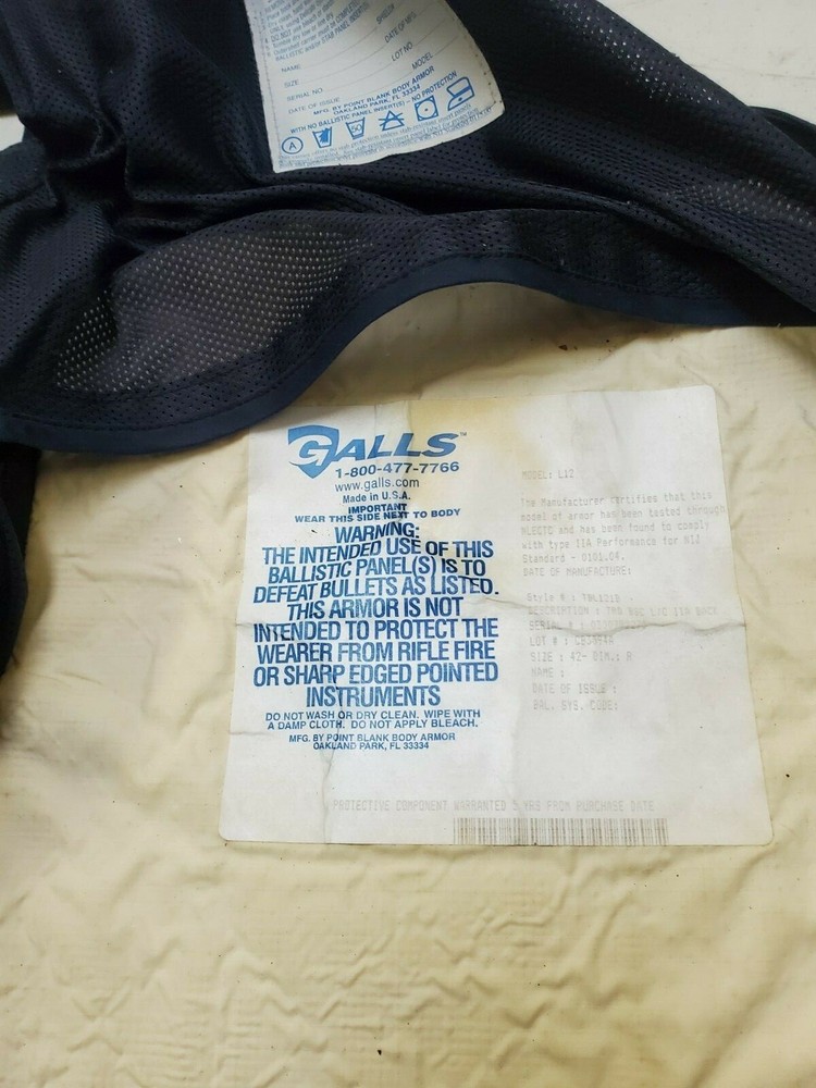 Galls Level II Body Armor LARGE