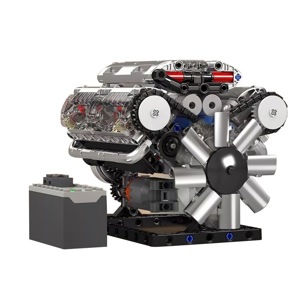 Visible V8 Engine Motor Engineering Model Building Stacking Blocks Gift New