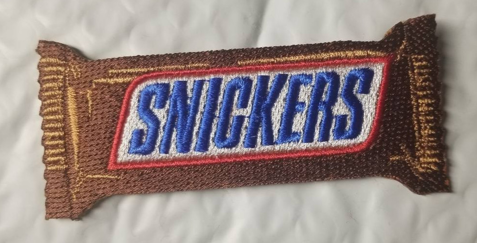 Snickers Embroidered Patch  approx 1.5x3.75"