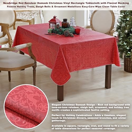 Red Reindeer Damask Christmas 60 x 102 Inch Rectangle 102" x 60" (Rectangular)