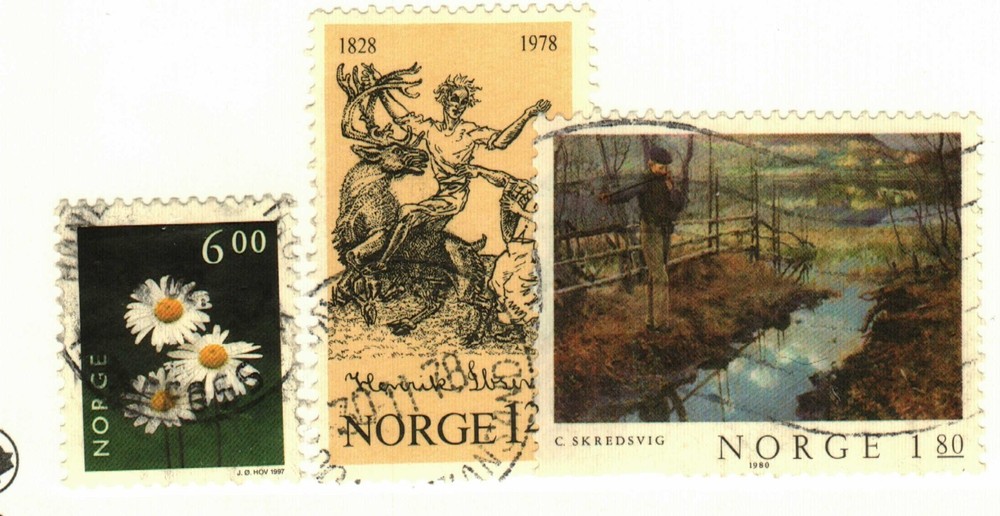Norway #725, 769, 1152 used flowers