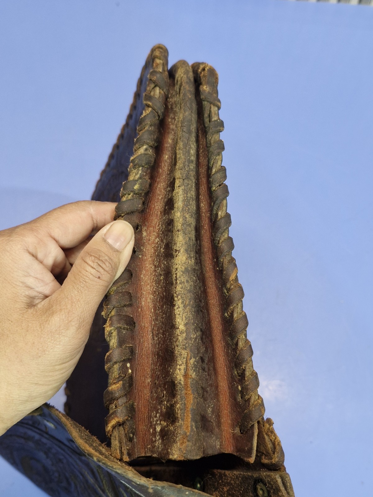 Vintage Tooled Leather Saddle Bags Motorcycle Saddlebag Set Floral Western