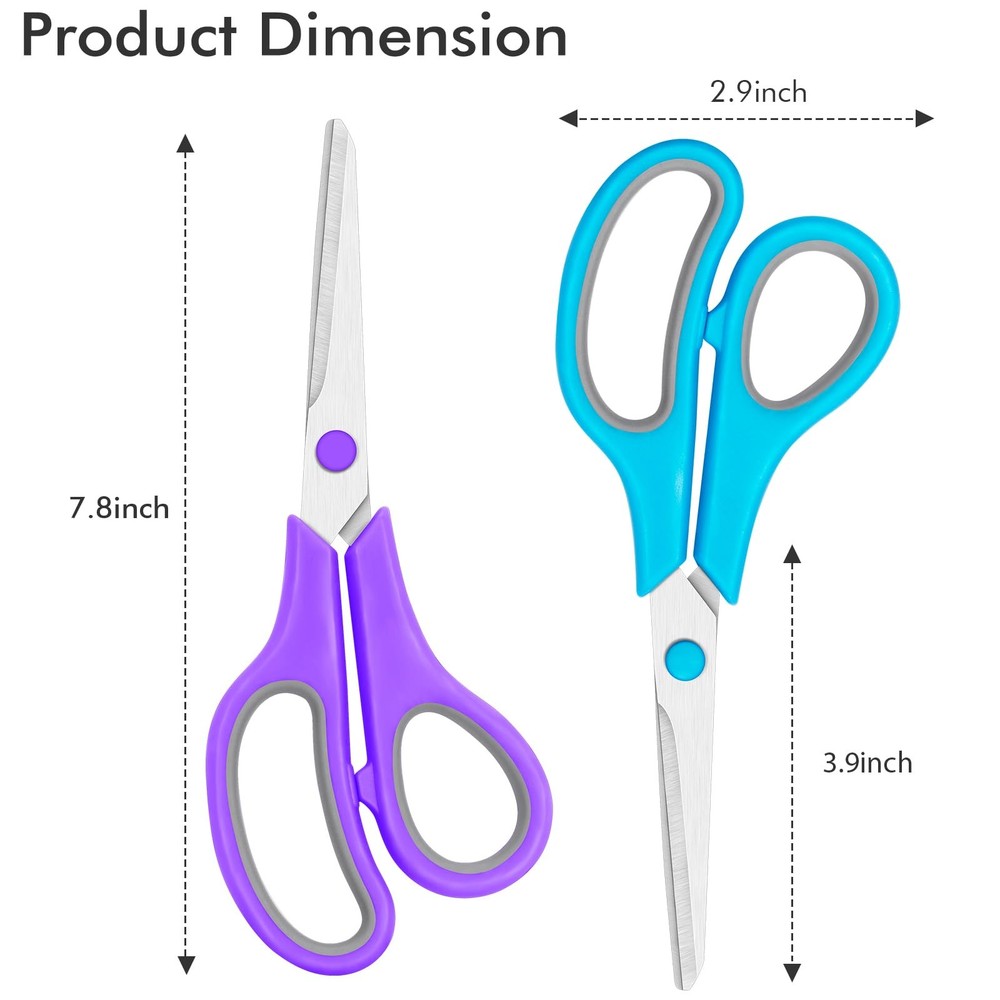 30 Pack Scissors Bulk, 8 Inch Sharp Scissors All Purpose for Office School Cl...