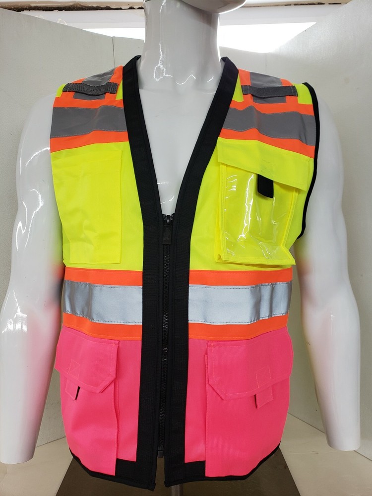 HIGH VISIBILITY BLACK SERIES Safety Vest Solid Front Mesh Back
