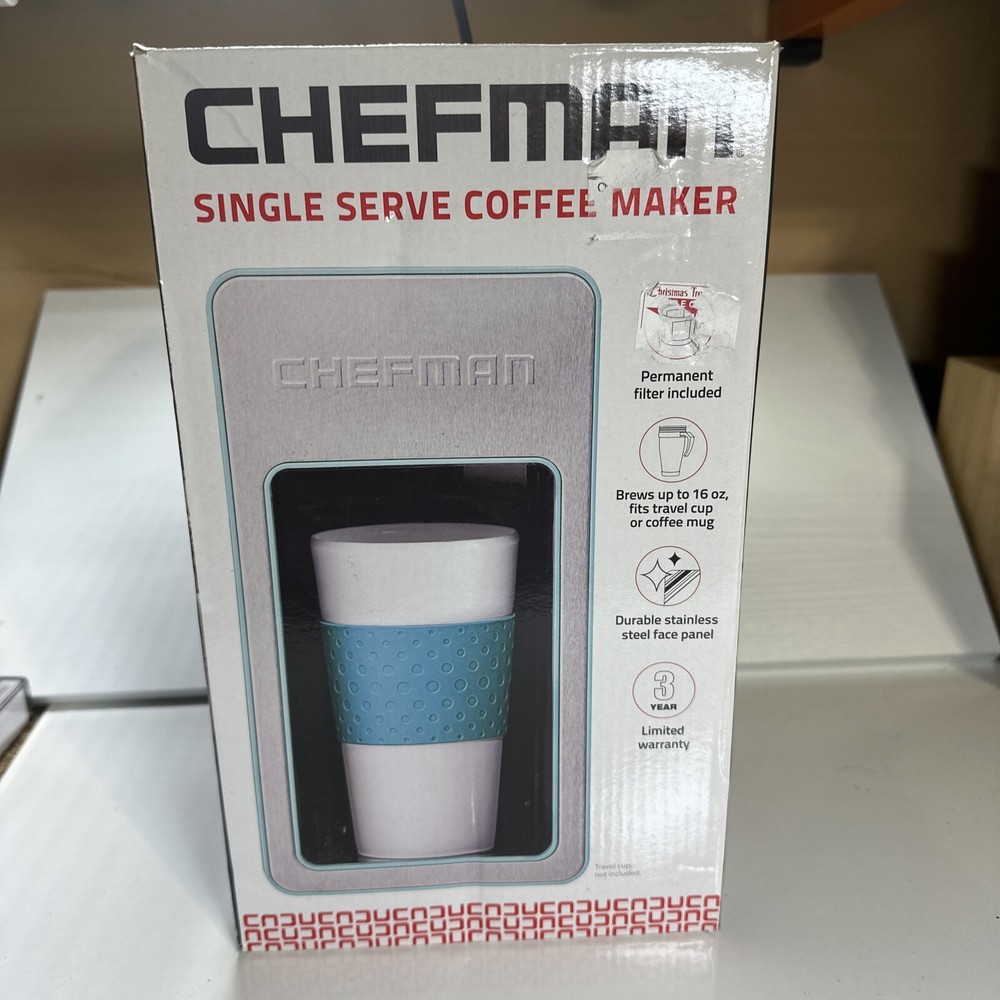 Chefman Single Serve Coffee Maker - Blue/Green - NEW Y4