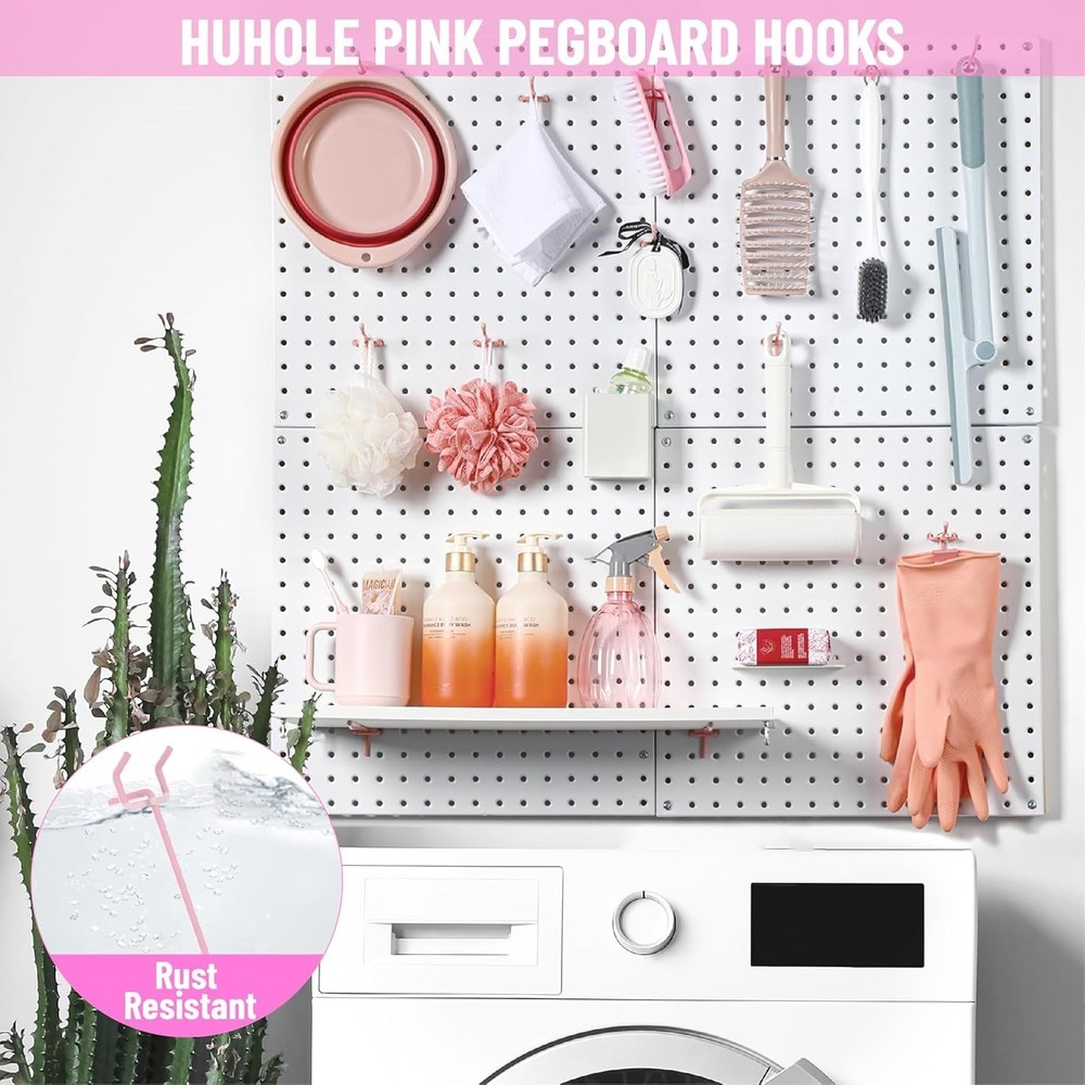 50 2 Inch Pink Pegboard Hooks with Rubber Tips for Secure Organization