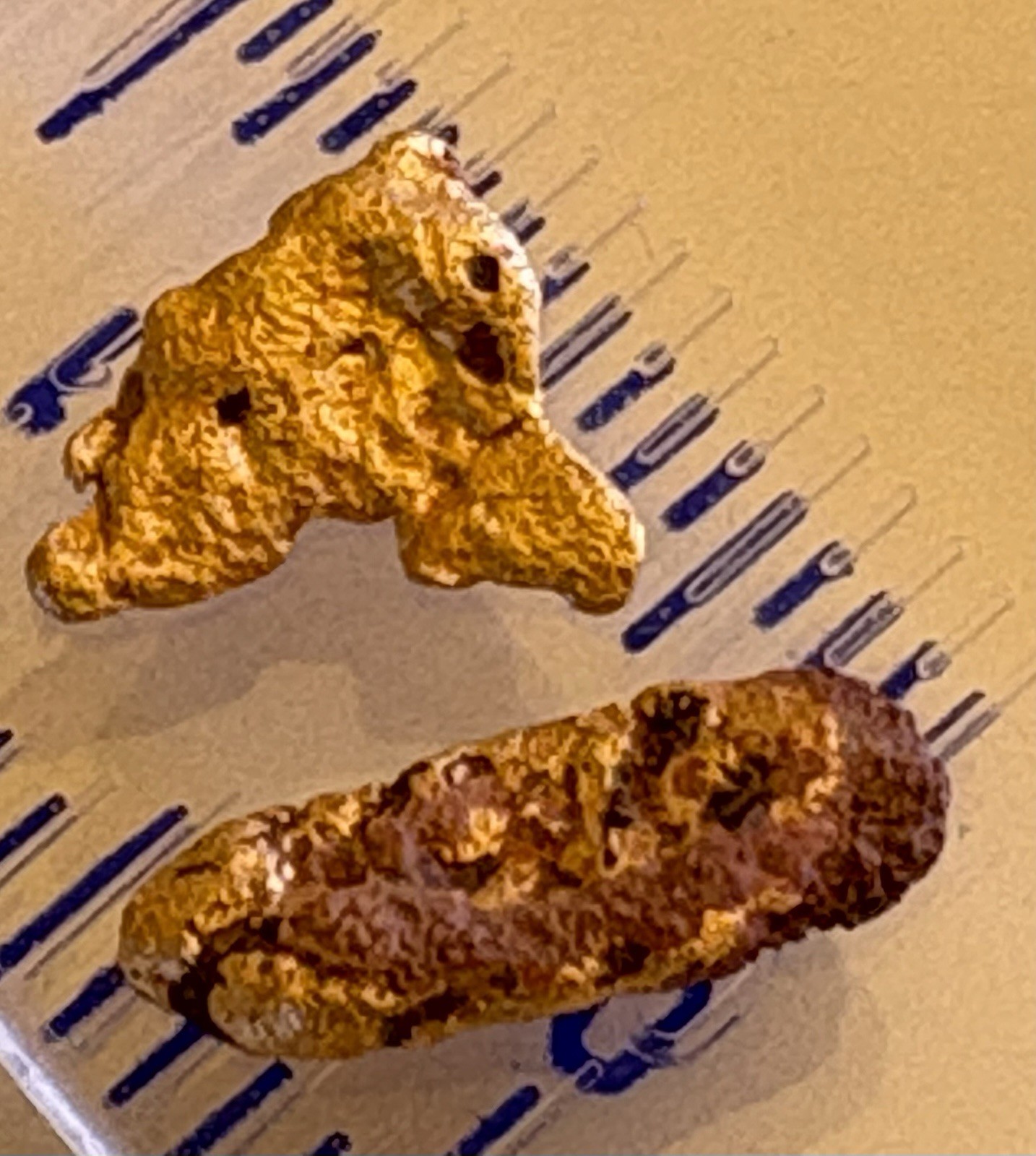 2 genuine, natural, Australian gold nuggets 0.59 gram