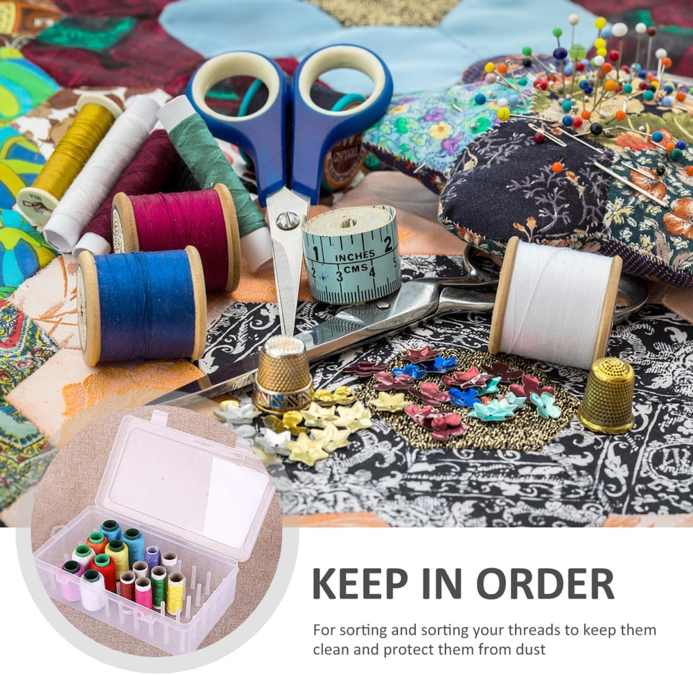 Modern Storage Box, 42 Slots Thread Spools Holder, Clear Plastic Embroidery Thre