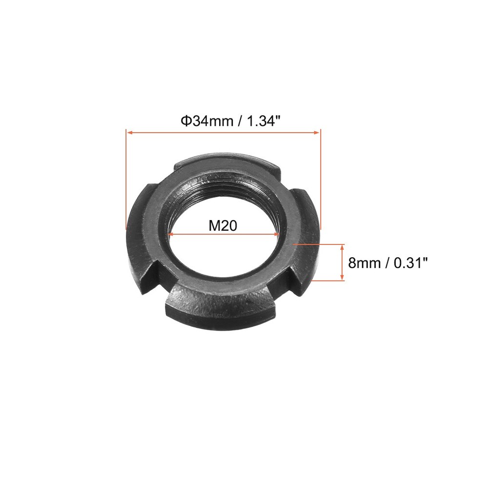 M20x1.5mm Fixing Four Slots Grooved Round Nut, 2pcs