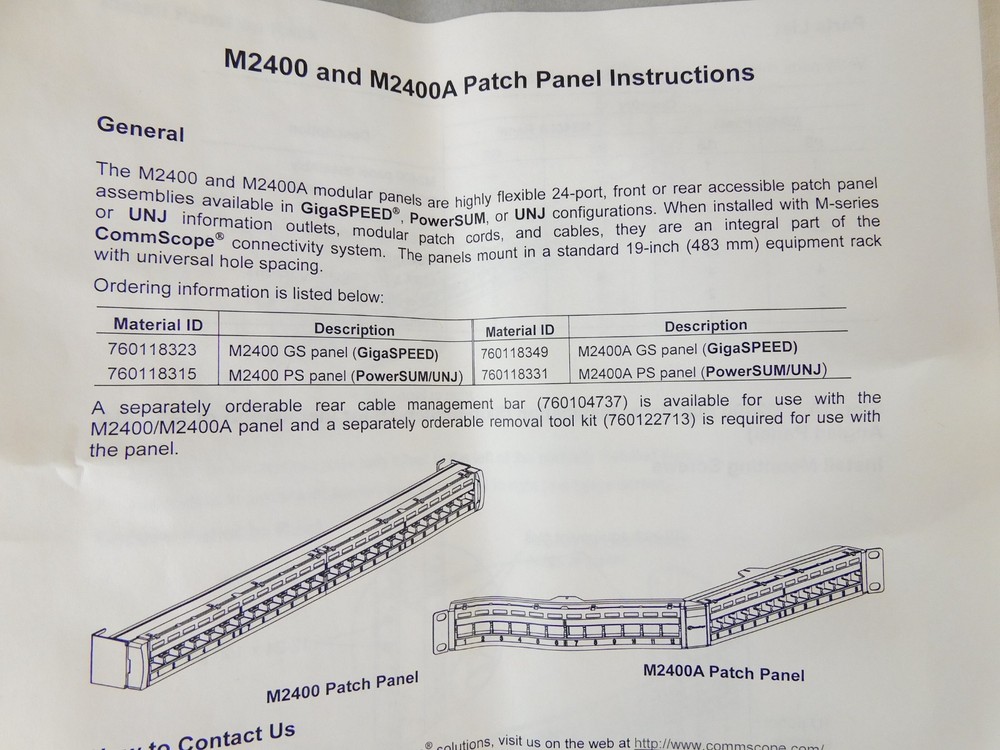 CommScope 760118331 M2400A-1U-PS Angled Copper Modular Patch Panel 1U 24-Port