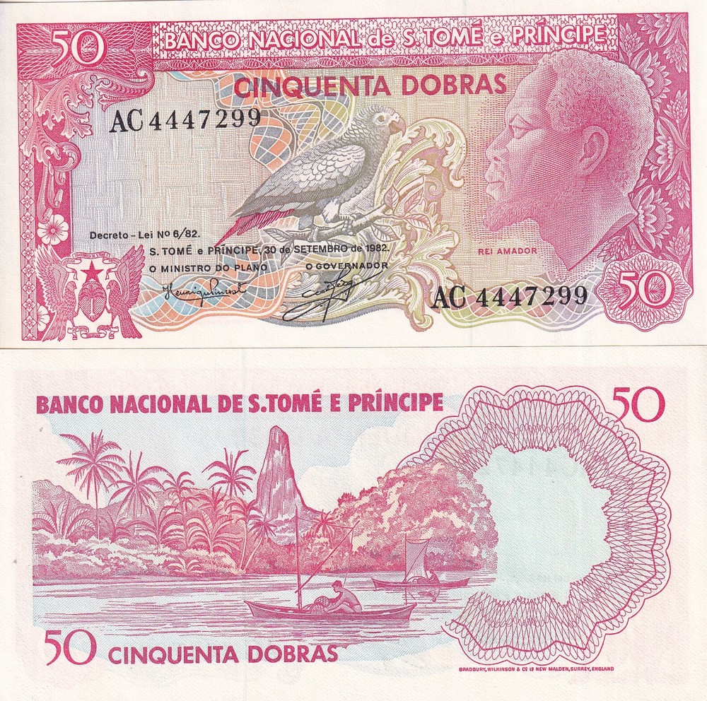 St. Thomas & Prince 50 Dobras 1982 P 56 UNC