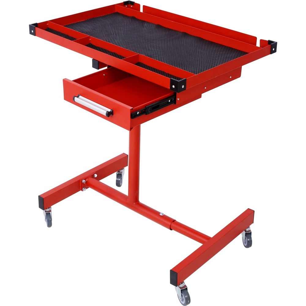 Heavy Duty 220LBS Adjustable Tear Down Work Table with Drawer, Red
