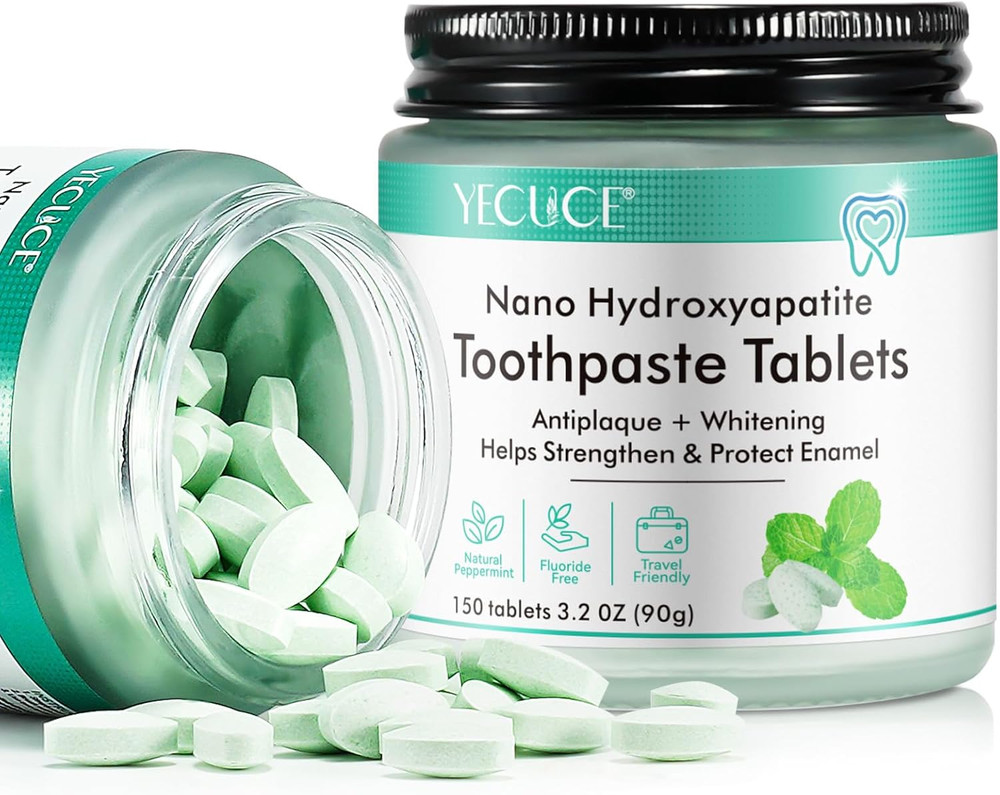 Toothpaste Tablets,150 Nano Hydroxyapatite Toothpaste Tablets, Chewable Xylitol