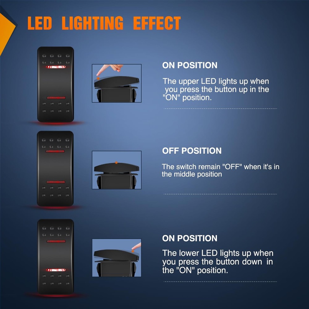Nilight Waterproof Rocker Switch Toggle ON Off ON Switches DPDT 7Pin