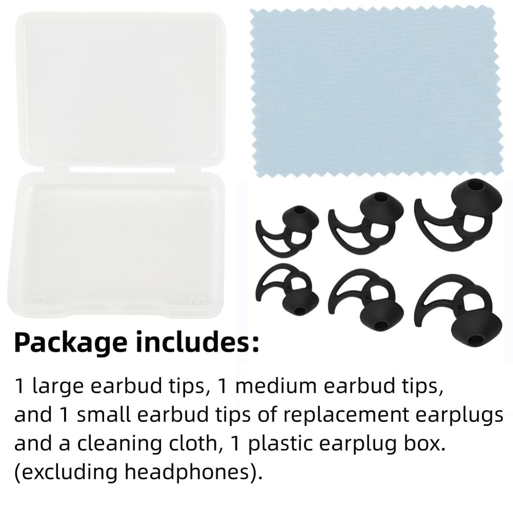 SNHTLS Earbud Replacement Tips Silicone Compatible SML, Black