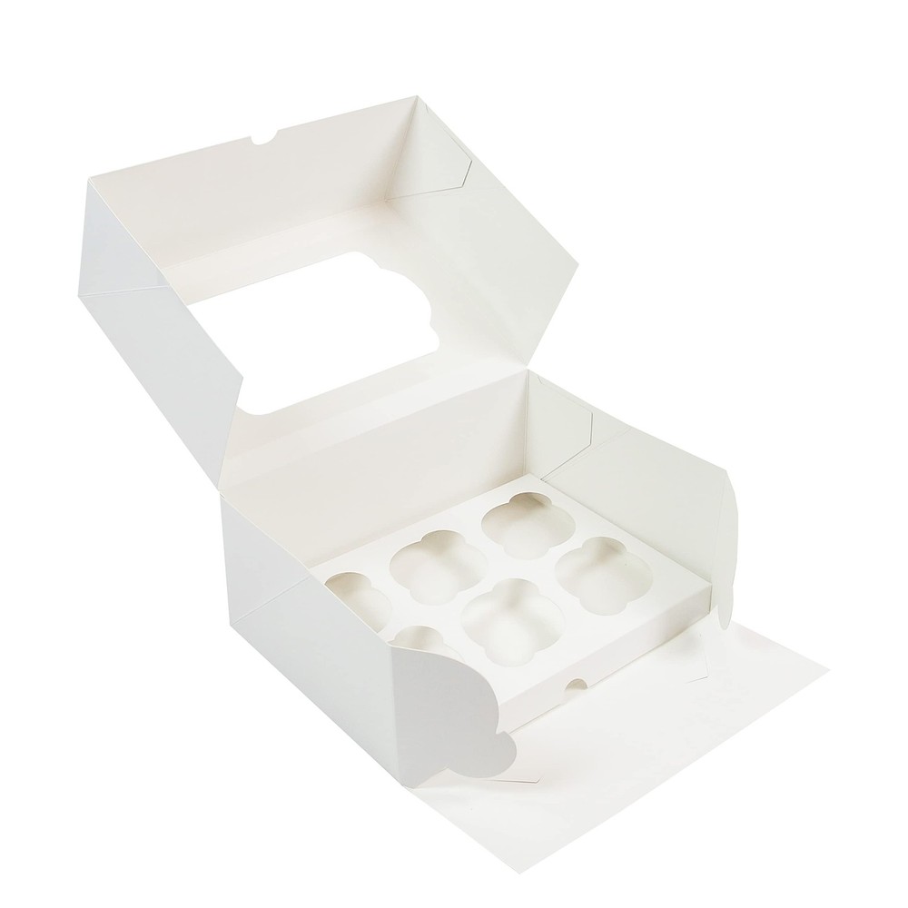 Global Sugar Art Modern Professional White Rectangular Cupcake Box 10x7x4