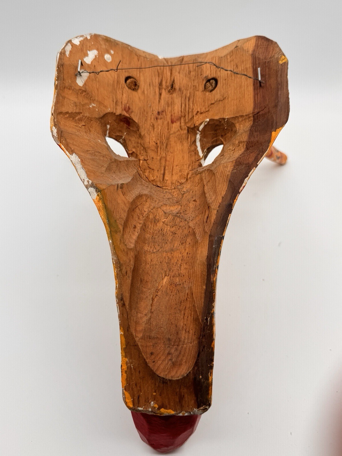 Vintage Hand Carved Guatemalan Deer Mask Painted Folk Art Wall Decor