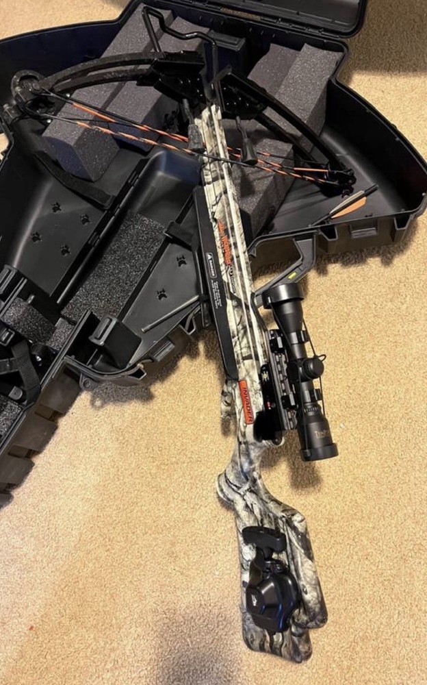 TenPoint Camouflage Crossbow with Scope, Arrows, and Hard Case