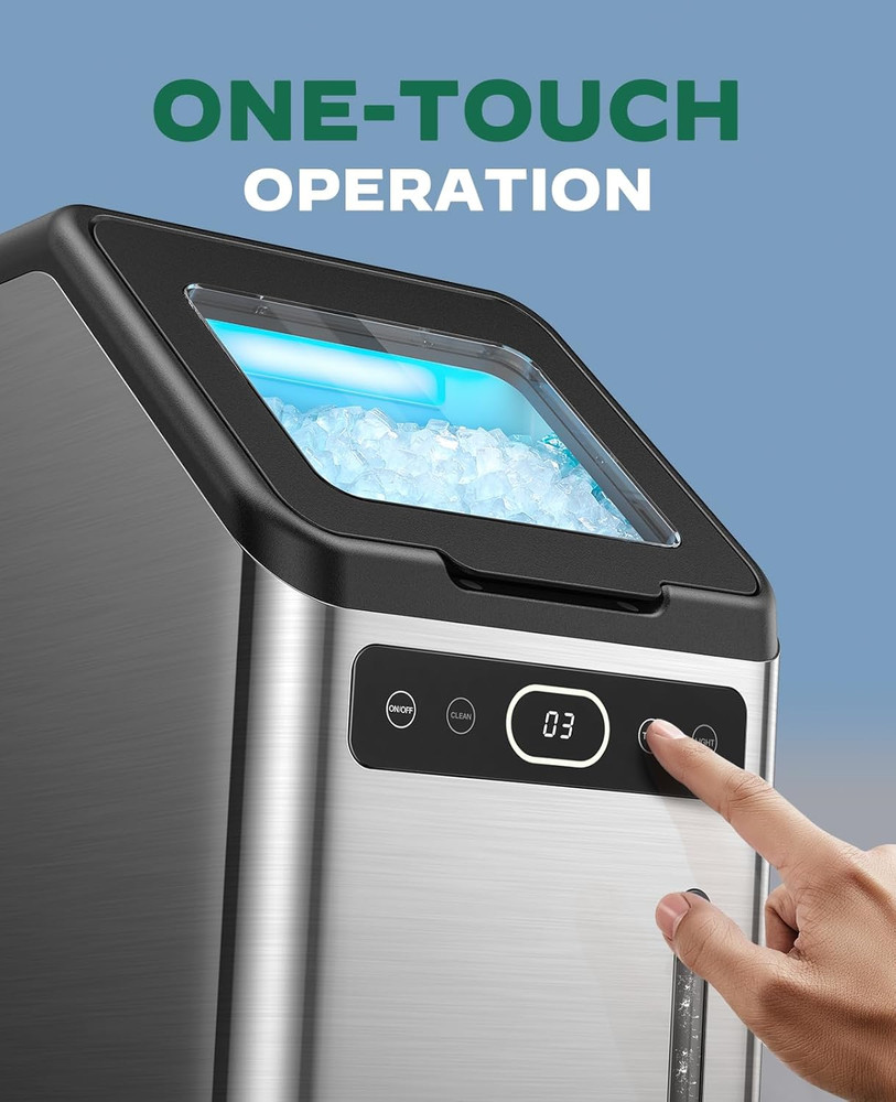 Nugget Ice Maker - Timer Ice Machine with Self-Cleaning, 44Lbs per Day Pebble Ic