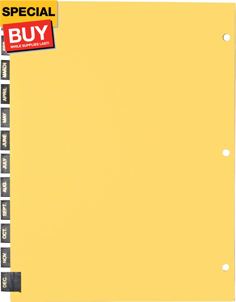 Monthly Black Leather Tab Index Dividers
