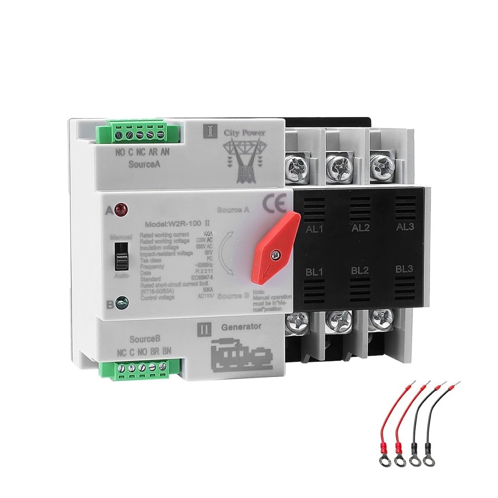 3-Pole 100A Auto/Manual Transfer Switch - Durable & Versatile Power Management