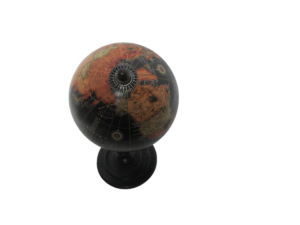 Tabletop World Globe Rotating Globe 9" Black Orange Brown Fall Autumn Decor