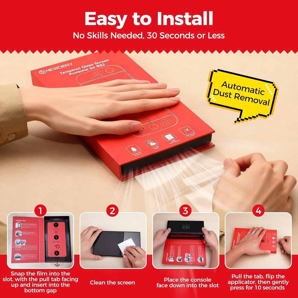 2-Pack for Switch 2 Screen Protector [2025 Verision] with Auto Alignment Kit,