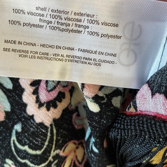 Jessica Simpson Julia Fringe Fairy Whimsigoth Kimono Women S/M Black Floral Boho