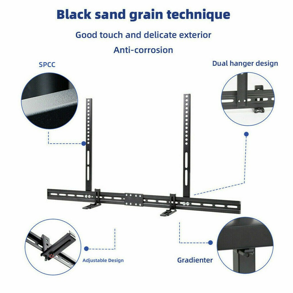 Long & Solid Sound Bar Mount Bracket Soft Padded Soundbar Holder for 32-85'' TVs