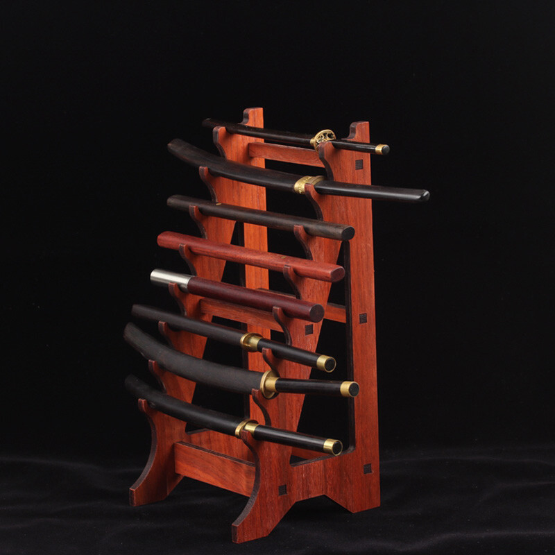 Mini Samurai Sword Wakizashi Katana Holder Stand Assembly Tiny Game Rack 4 Model