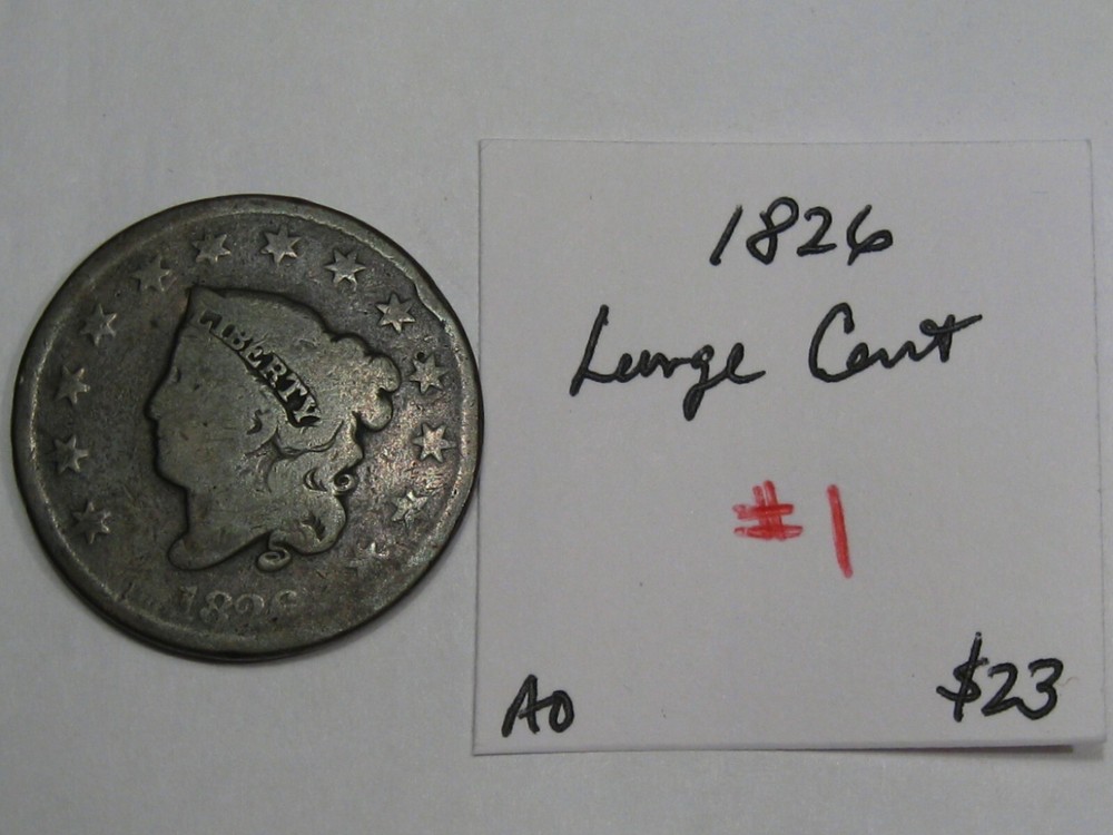 1826 US Coronet Head Large Cent Coin. #1