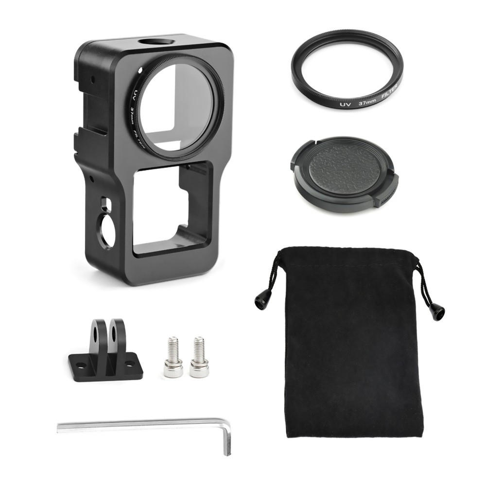 Camera Protective Frame Cover+UV Filter+Lens Cover+Adapter Set For DJI Action 2,