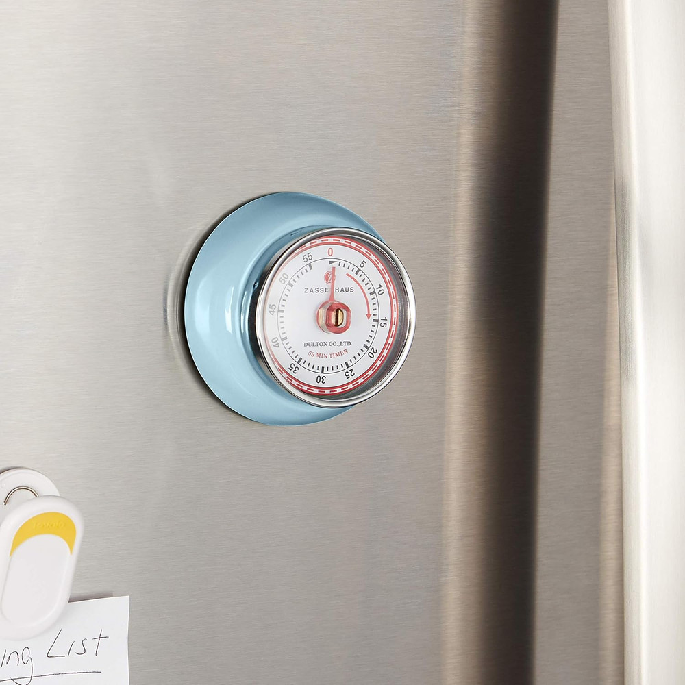 Magnetic Retro Kitchen Timer, Classic Mechanical Cooking Timer (Light Blue)