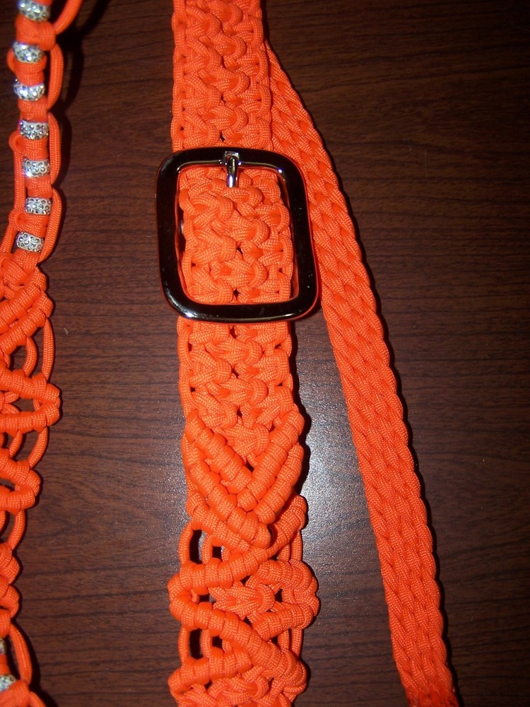 Orange Sidepull Headstall with Rhinestone Beads NEW